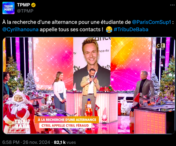 Étudiante en audiovisuel sur le plateau de TPMP